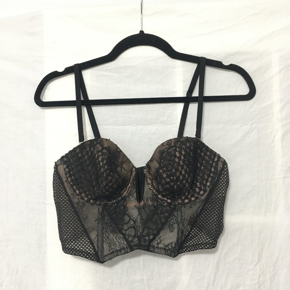 Victoria's Secret Black Lace Bustier 36B